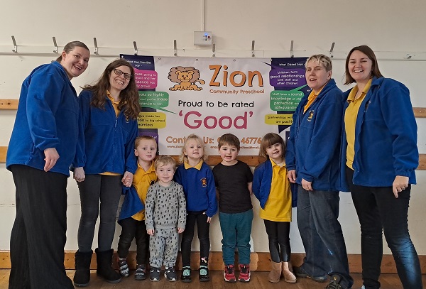 Zion Preschool children and staff after their 'good' Ofsted rating