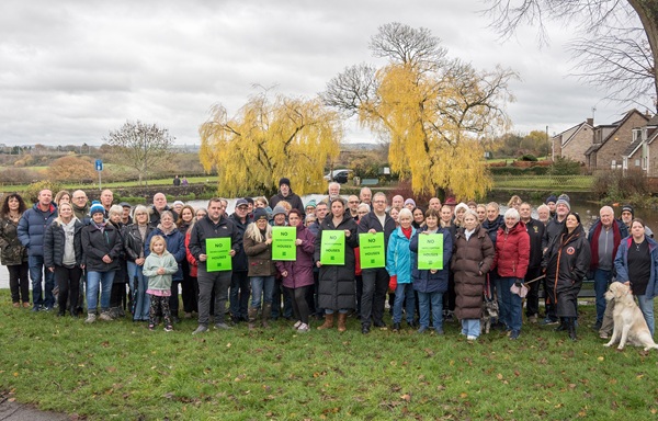 Residents protest at the duck pond opposite Hicks Common in Winterbourne. Picture: Platinum Photography UK